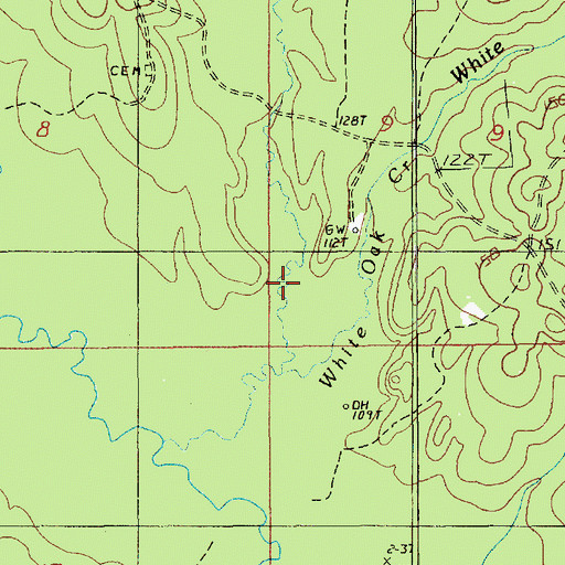 Topographic Map of White Oak Creek, LA