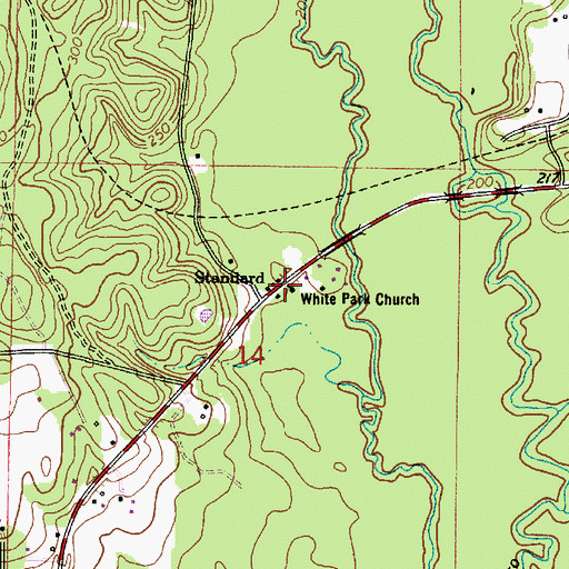 Topographic Map of White Park Church, LA