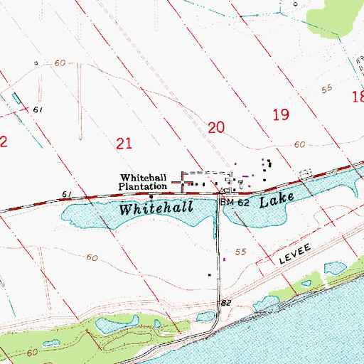 Topographic Map of Whitehall Plantation, LA
