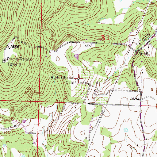 Topographic Map of Rieffs Chapel Cemetery, AR
