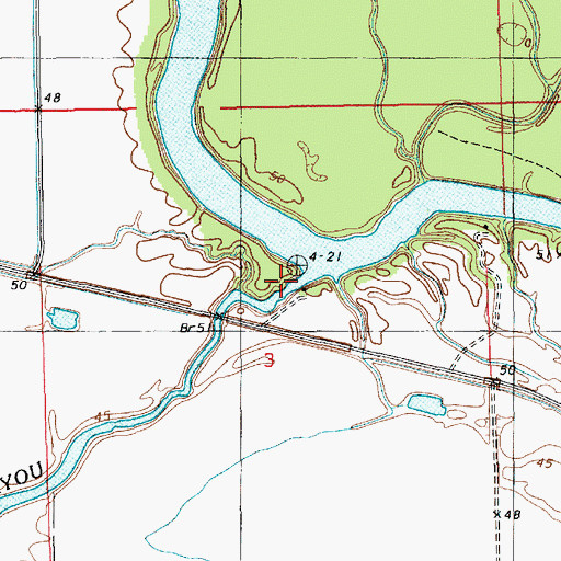 Topographic Map of Whites Bayou, LA