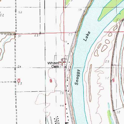 Topographic Map of Whites Cemetery, LA