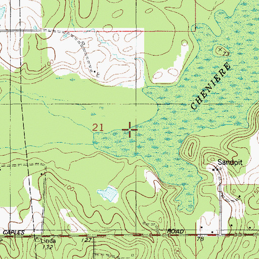 Topographic Map of Wilders Creek, LA