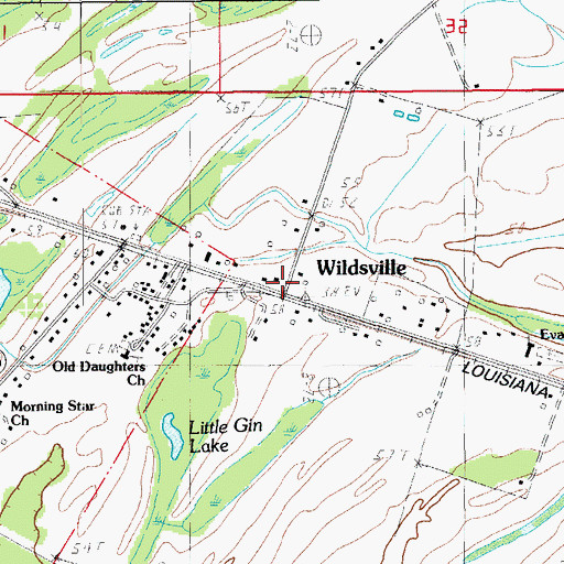 Topographic Map of Wildsville, LA