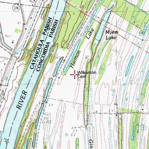 Topographic Map of Wilkerson Cemetery, LA