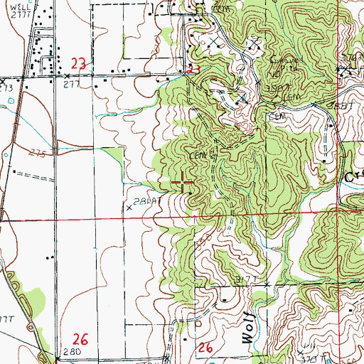 Topographic Map of Riley Cemetery, AR