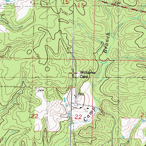 Topographic Map of William Cemetery, LA