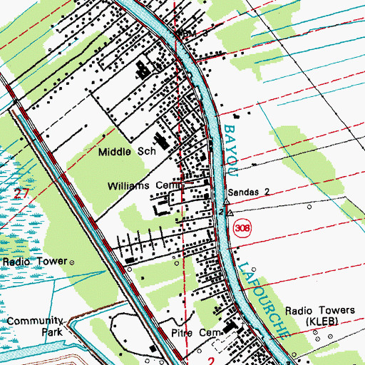 Topographic Map of Williams Cemetery, LA