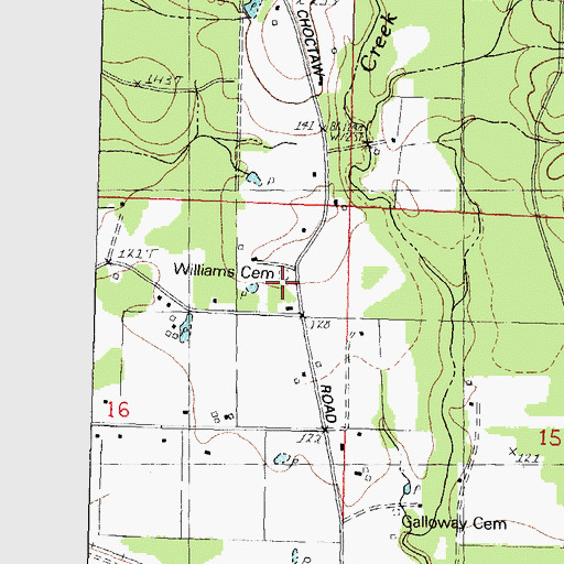 Topographic Map of Williams Cemetery, LA