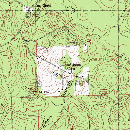 Topographic Map of Williams Cemetery, LA