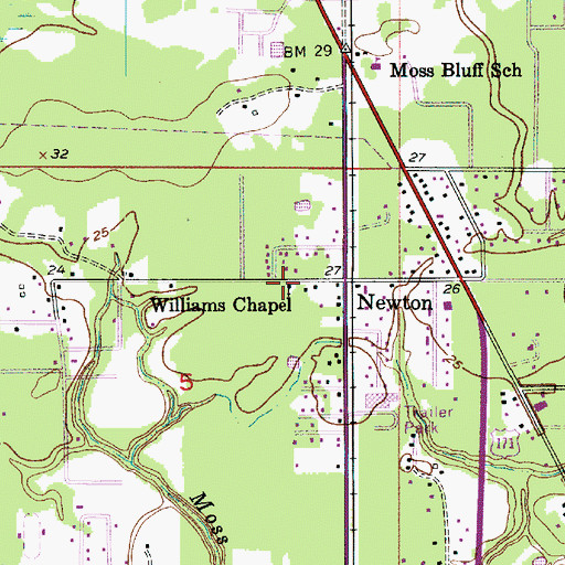 Topographic Map of Williams Chapel, LA