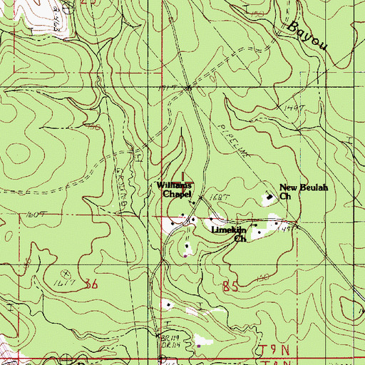 Topographic Map of Williams Chapel, LA