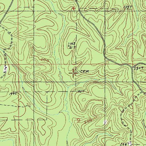 Topographic Map of Willis Cemetery, LA