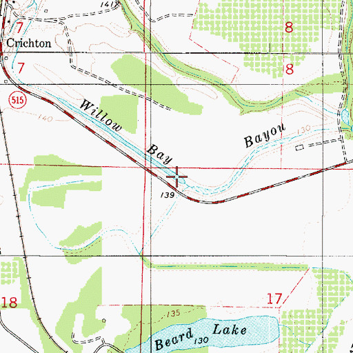 Topographic Map of Willow Bay Bayou, LA