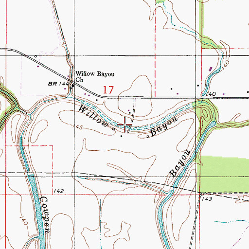 Topographic Map of Willow Bayou, LA
