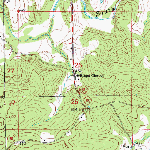 Topographic Map of Rings Chapel, AR