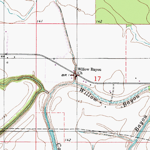 Topographic Map of Willow Bayou Church, LA