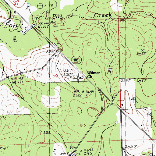Topographic Map of Wilmer Church, LA