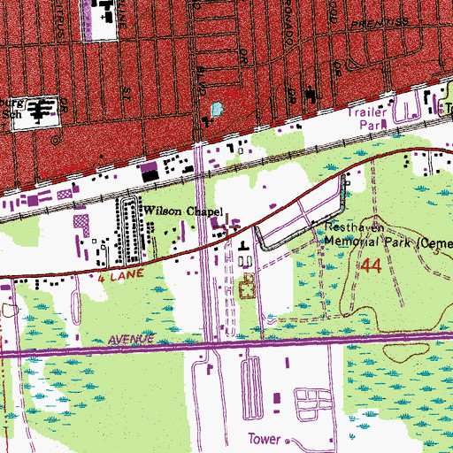 Topographic Map of Wilson Chapel, LA