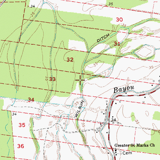 Topographic Map of Wilson Ditch, LA