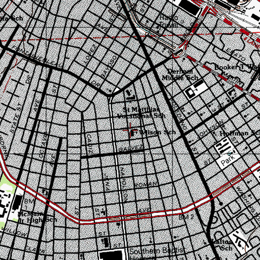 Topographic Map of Andrew H Wilson Elementary School (historical), LA