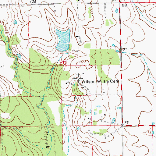 Topographic Map of Wilson - Willie Cemetery, LA