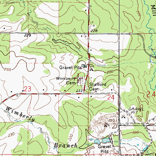 Topographic Map of Wimberly Cemetery, LA