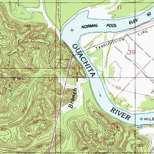 Topographic Map of Winn Branch, LA