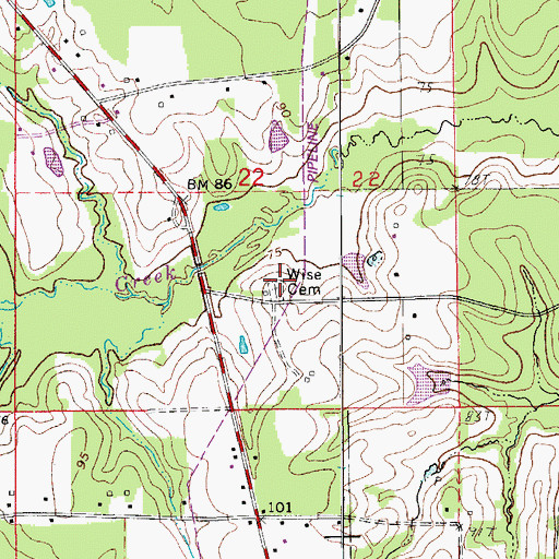 Topographic Map of Wise Cemetery, LA