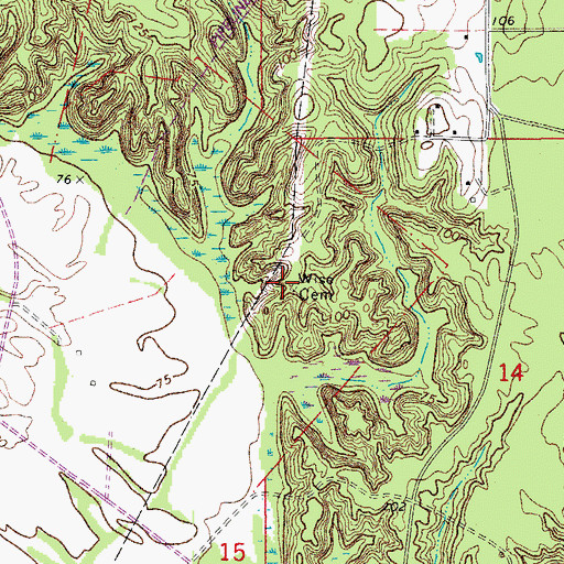 Topographic Map of Wise Cemetery, LA