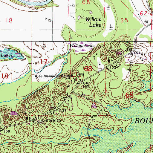 Topographic Map of Wise Memorial Church, LA