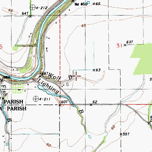 Topographic Map of Wolf Bayou, LA