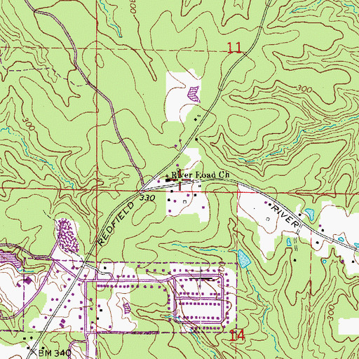 Topographic Map of River Road Church, AR