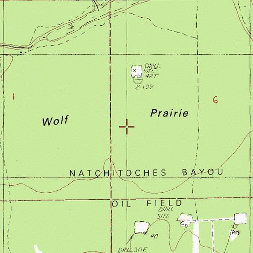 Topographic Map of Wolf Prairie, LA