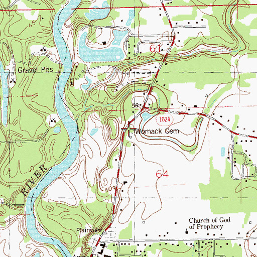 Topographic Map of Womack Cemetery, LA