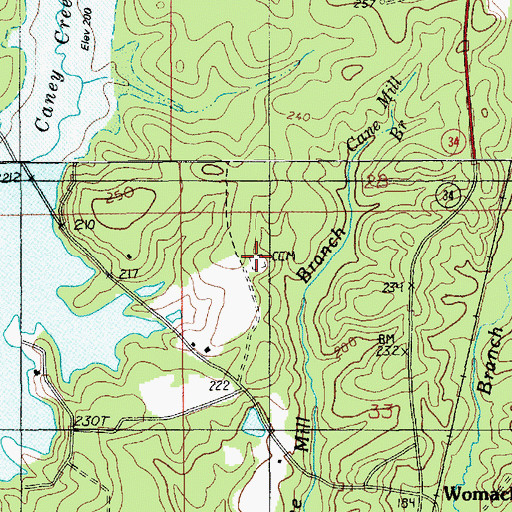 Topographic Map of Womack Cemetery, LA