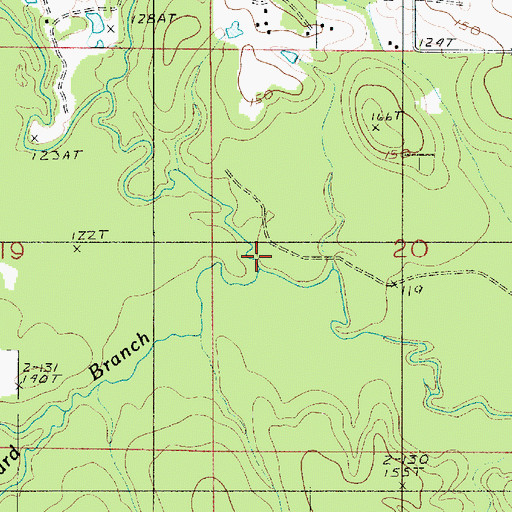 Topographic Map of Woodard Branch, LA