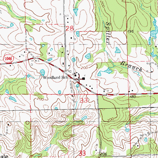 Topographic Map of Woodland School, LA