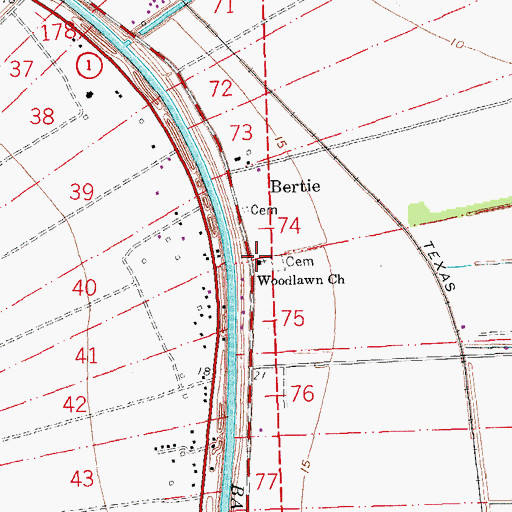 Topographic Map of Woodlawn Church, LA