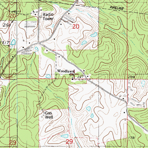 Topographic Map of Woodlawn Church, LA