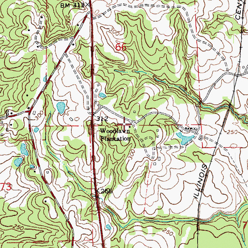 Topographic Map of Woodlawn Plantation, LA
