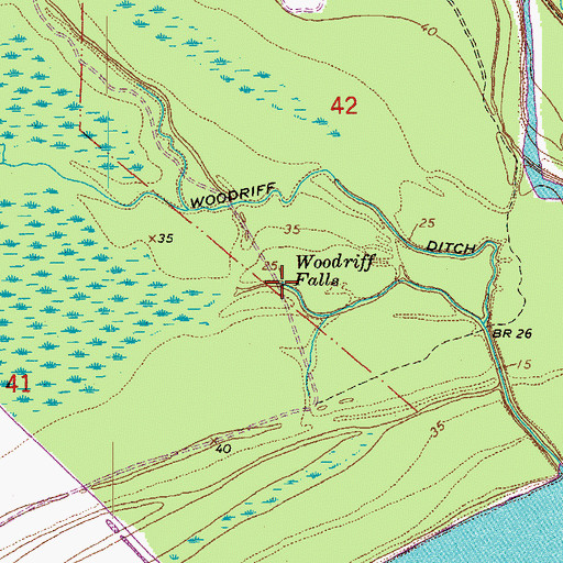Topographic Map of Woodriff Falls, LA