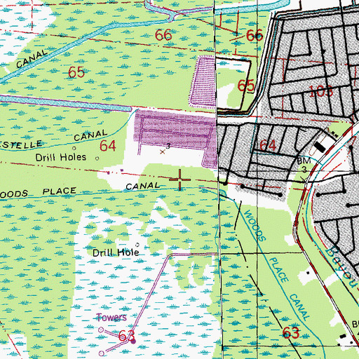 Topographic Map of Woods Place Canal, LA