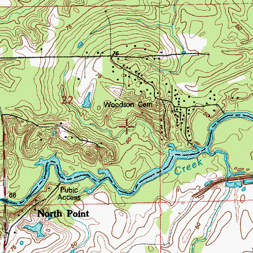 Topographic Map of Woodson Cemetery, LA