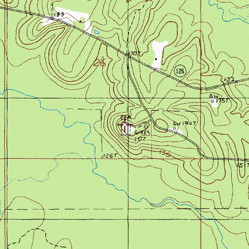 Topographic Map of Wright Cemetery, LA