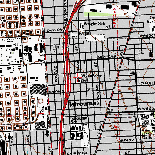 Topographic Map of Wyandotte Prekindergarten Center, LA