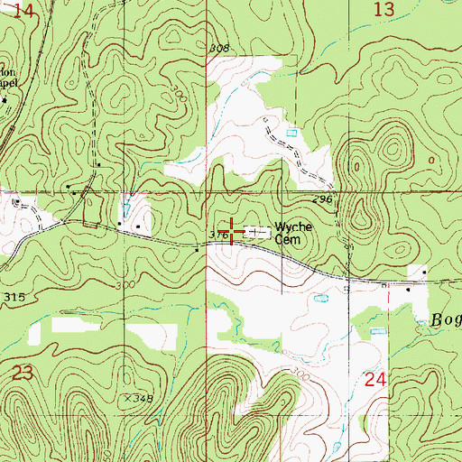 Topographic Map of Wyche Cemetery, LA