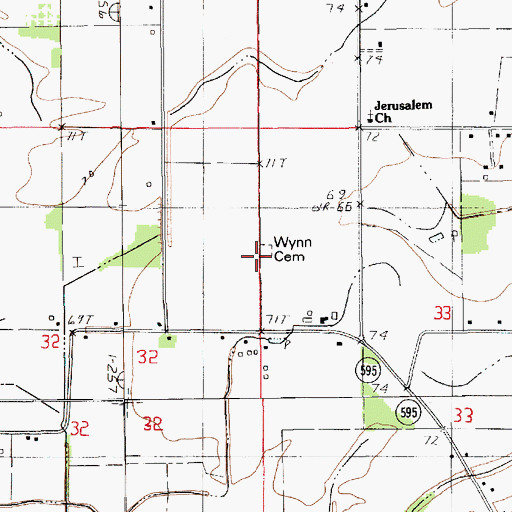 Topographic Map of Wynn Cemetery, LA
