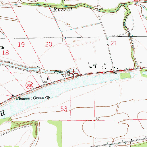 Topographic Map of Wyoming Cemetery, LA