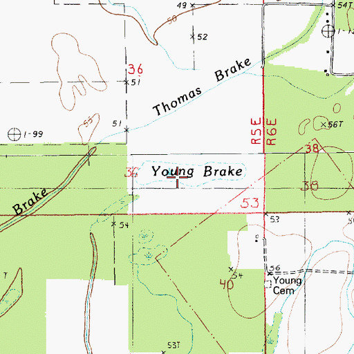 Topographic Map of Young Brake, LA